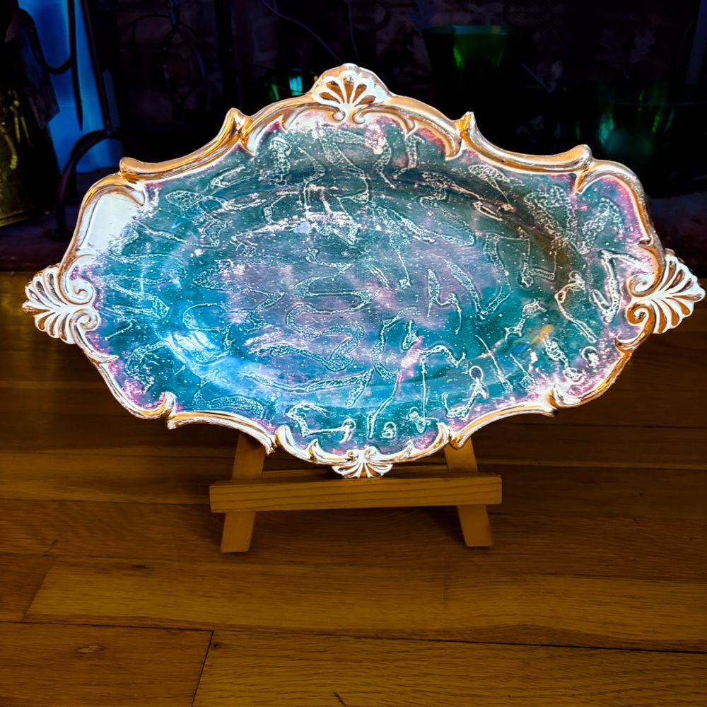 Vintage French Studio Art Pottery Tray Signed S Mills